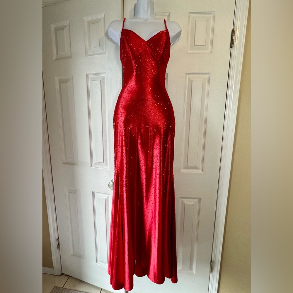 Jovani Scarlet Backless Gown